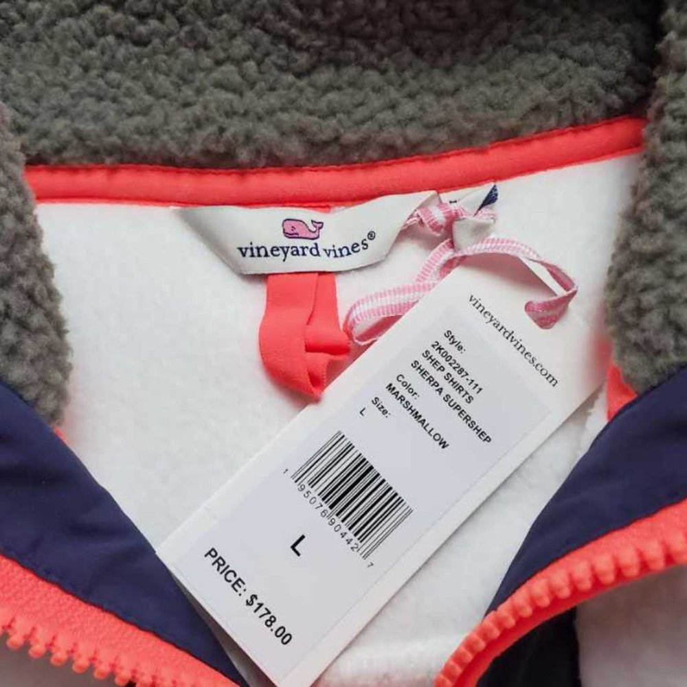 Womens  L  XL Vineyard Vines sherpa color-blocked SuperShep shep shirt sweater - Picture 3 of 10